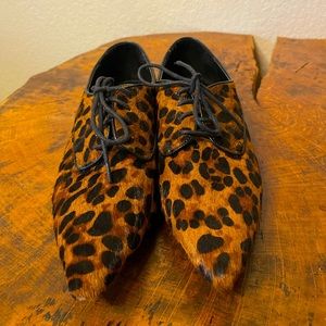 Zara Larson Faux Cheetah Pointed tie up shoes